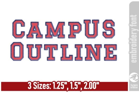 Bold and Sporty: Campus Outline Athletic Embroidery Font