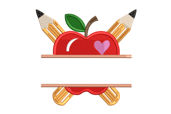 Charming Apple and Pencils Split Monogram Design