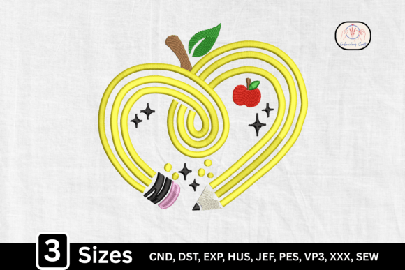 Charming Apple Heart Teacher Pencil Design
