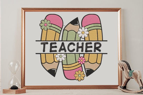 Charming Floral Pencils Teacher Embroidery