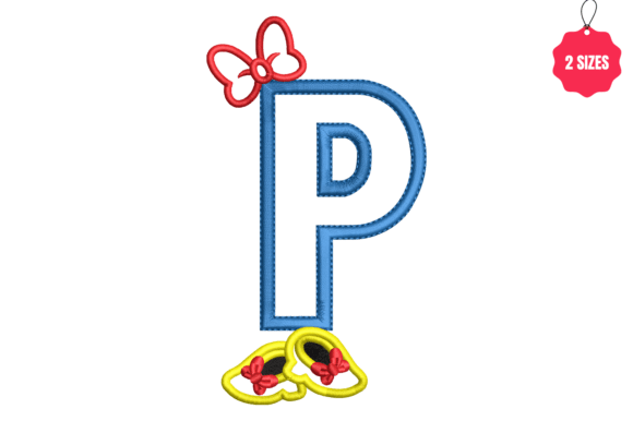 Charming Letter P with Bow for Elegant Embroidery