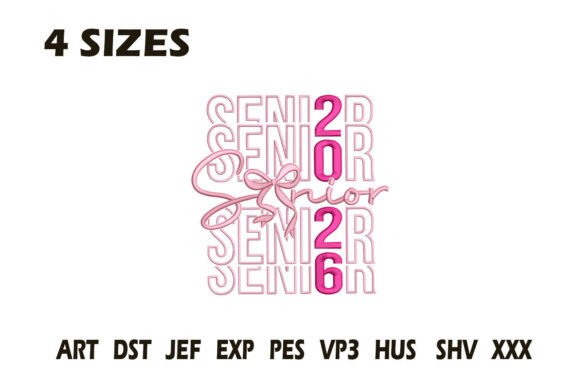 Charming Senior 2026 Pink Bow Embroidery