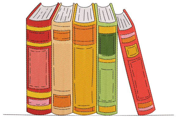 Charming Stacked Books Embroidery Design