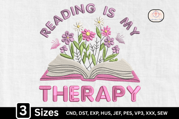 Floral Open Book: Reading is My Therapy