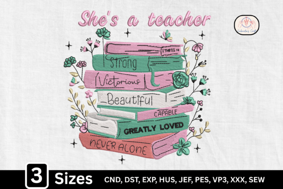 She’s a Teacher Floral Book Stack Design